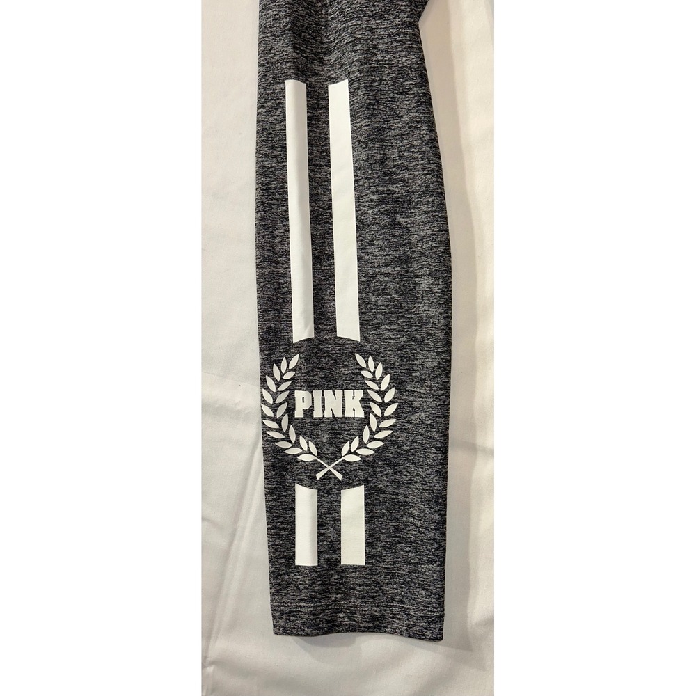 Victorias Secret PINK Yoga Leggings Gray Space Dye Graphic Logo Large